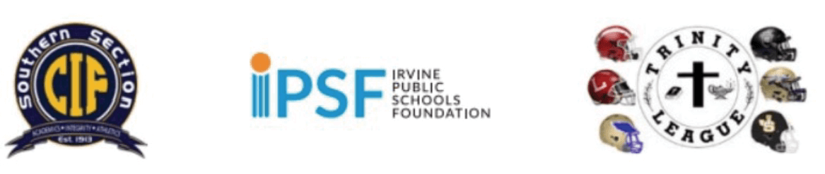 logos for CIF Southern Section, Irvine Public Schools Foundation, Trinity League