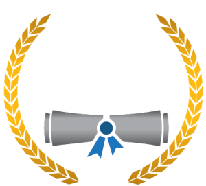 stylized leaf circle with diploma in the middle