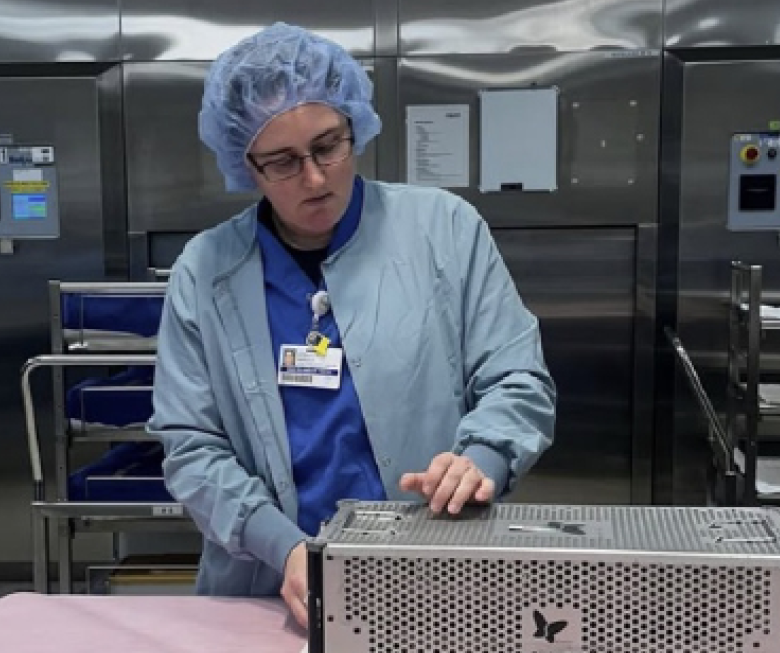 a hospital worker utilizing sterile processing