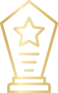 illustration of gold desktop award with star on it